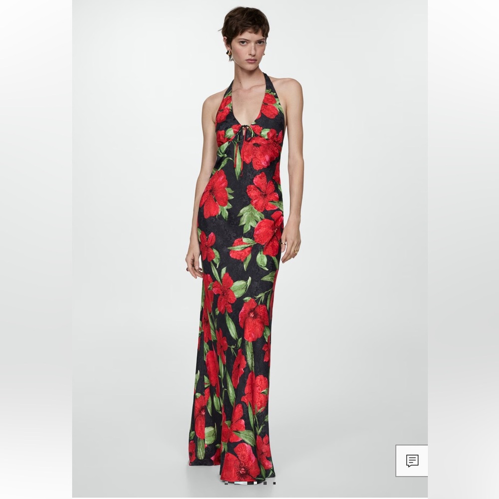 Mango 🥭 Floral Halter Maxi Dress